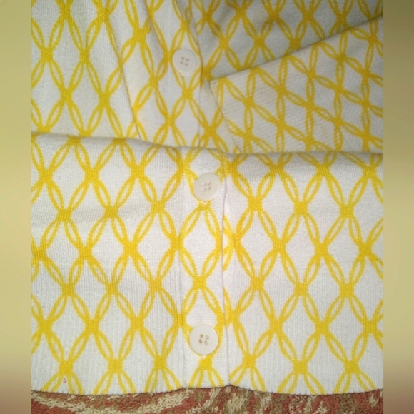 WHITE STAG Women's Plus Size 20 XXL White And Yellow Button Up Sweater Top NWOT - Picture 8 of 9